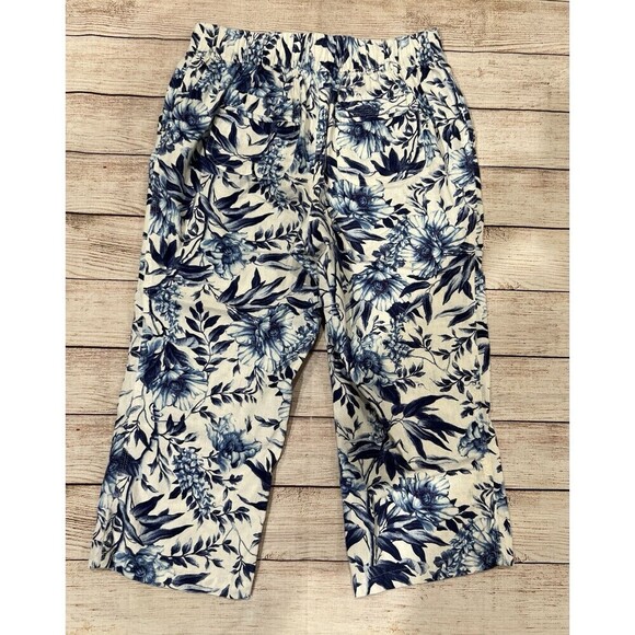 PER SE Womens Pull On Drawstring Linen Blend Crop PANTS Small - Picture 4 of 8